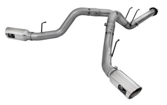 afe large bore-hd 4in 409 stainless steel dpf-back exhaust w/polished tips 15-16 ford diesel truck 49-43122-p - image