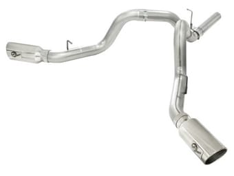 afe machforce xp exhaust 4inch dp-back all ss 2011-14 gm diesel trucks v8-6.6l lml polished 49-44043-p - image