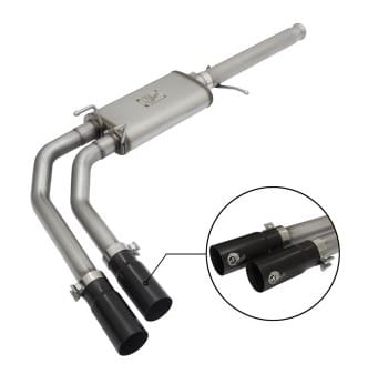 afe rebel series cb 3in middle side exit ss exht w/ black tips 09-16 chevy silverado/gmc sierra 1500 49-44062-b - image