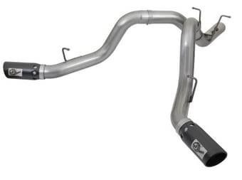 afe large bore-hd 4in 409-ss dpf-back exhaust w/dual black tips 2017 gm duramax v8-6.6l (td) l5p 49-44086-b - image