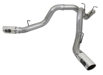 afe large bore-hd 4in 409-ss dpf-back exhaust w/dual polished tips 2017 gm duramax v8-6.6l (td) l5p 49-44086-p - image