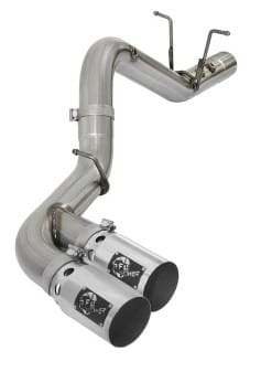 afe victory series 4in 409-ss dpf-back exhaust w/ dual polished tips 2017 gm duramax v8-6.6l(td) l5p 49-44089-p - image