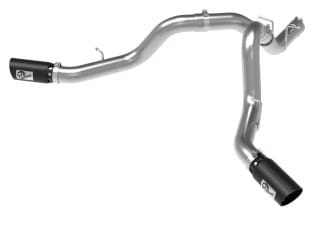 afe large bore-hd 4in 409ss dpf-back exhaust system w/black tip 20 gm diesel trucks v8-6.6l (td) l5p 49-44126-b - image
