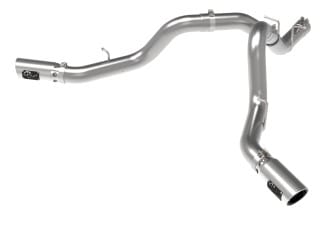 afe large bore-hd 4in 409ss dpf-back exhaust system w/polished tips 20 gm diesel trucks v8-6.6l 49-44126-p - image