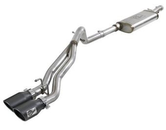 afe rebel series cat-back 2.5in dual center exit ss exhaust w/ black tips 07-14 jeep wrangler v6 49-48054-b - image