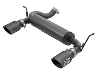 afe rebel series 2.5in 409 ss axle-back exhaust w/ black tips 2007+ jeep wrangler (jk) v6 3.6l/3.8l 49-48061-b - image