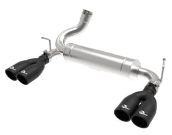 afe rebel series 2.5in 409 ss axle-back exhaust system black 07-18 jeep wrangler (jk) v6-3.6l/3.8l 49-48086-b - image