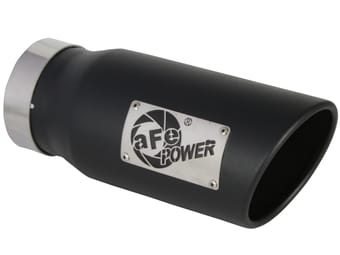 afe power diesel exhaust tip black- 4 in in x 5 out x 12 in long bolt on (right) 49t40501-b12 - image