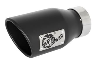 afe mach force-xp 409 ss exhaust tip black (left side) 3in in x 4-1/2in out x 9in l clamp-on 49t30452-b09 - image