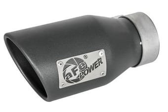 afe mach force-xp 3in 304 ss metallic black exhaust tip 3in in x 4-1/2in out x 9in l bolt-on left 49t30452-b091 - image