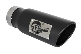 afe mach force-xp 409 stainless steel exhaust tip 3.5 in x 4.5in out x 12in l clamp-on 49t35451-b12 - image