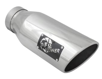 afe diesel exhaust tip bolt on polished 4in inlet x 6in outlet x 15in long 49t40601-p15 - image