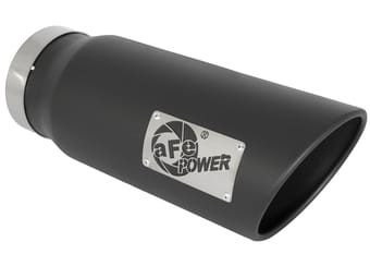 afe power mach force-xp 5in in x 6in out x 15in l bolt-on 409 ss exhaust tip - black 49t50601-b15 - image