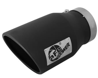 afe machforce xp 5in 304 stainless steel exhaust tip 5 in x 7 out x 12l in bolt on right - black 49t50702-b12 - image