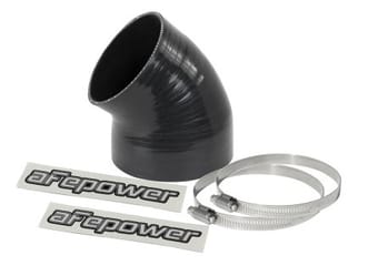 afe magnum force cai univ. silicone (4.125in to 3.5in id / 49 deg.) elbow reducing coupler - black 59-00085 - image
