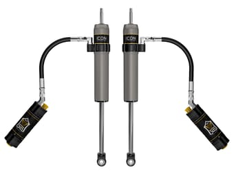 icon 2023-2024 ford f-250/f-350 super duty 4wd, 4.5" lift, front, v.s. 2.5 aluminum series shocks, remote reservoir w/ cdcv, pair 67811cp - image
