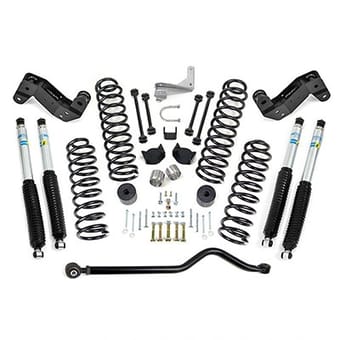 readylift 4" coil spring lift kit w/ adjustable track bar, bilstein shocks, caster correction bracket &amp; exhaust bracket 2007-2018 jeep jk wrangler 4wd 69-6404 - image
