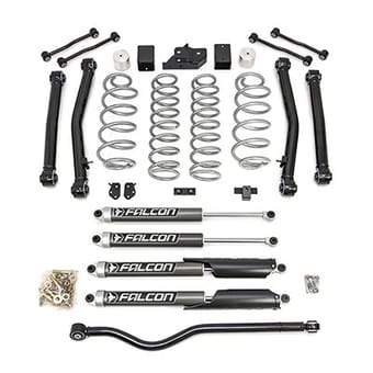 readylift terrain flex 4-arm kit w/ falcon 2.1 monotube shocks 2018-2021 jeep jl wrangler 4wd 69-6837 - image