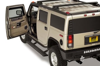 amp research 2003-2009 hummer h2 powerstep - black 75107-01a - image