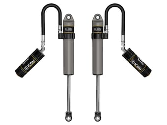 icon 2020-2023 jeep gladiator/2018-2023 jeep wrangler jl, 2.5" lift, front, v.s. 2.5 aluminum series shock absorbers, remote reservoir, pair 27821p - image