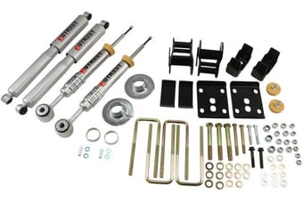 belltech lowering kit 09-13 ford f150 ext cab/quad cab short bed 2wd 2in or 3in f/4in rear w/ shocks 983sp - image