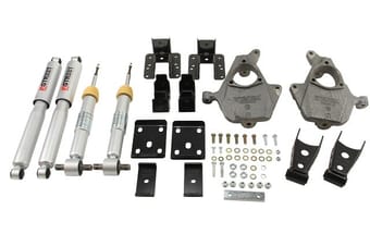 belltech lowering kit 14-16 chevy/gmc silverado/sierra all cabs 2wd 2in front/4in rear w/ shocks 986sp - image