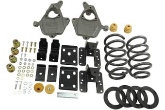 belltech lowering kit 14-16.5 silverado/sierra ext/crw cab 2wd 3in or 4in ft/5in or 6in rr w/o shocks 996 - image