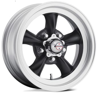 14x6 american racing vn105 torq thrust d satin black w/ machined lip 5x114.3/4.5 -2mm - image
