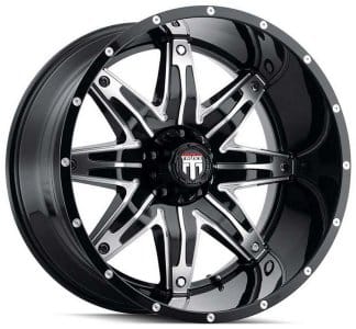 (clearance - no returns) 22x12 american truxx at185 lonestar gloss black machined (* may require trimming) 5x5/127 -44mm - image
