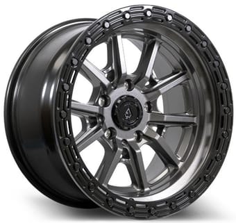 17x9 arena a106 trek gloss gunmetal w/ gloss black lip (5-lug) 5x5/127 -12mm - image