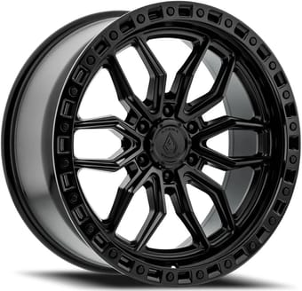 20x10 arena a109 hustle satin black w/ gloss black lip (6-lug) 6x5.5/139.7 -18mm - image
