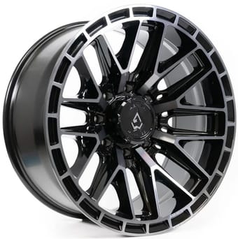 22x12 arena a114 battle gloss black w/ machined dart tint (8-lug) (* may require trimming) 8x170 -44mm - image