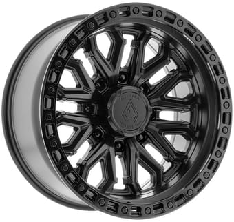 20x10 arena a125 jackal satin black w/gloss black lip (8-lug) 8x165/6.5 -18mm - image