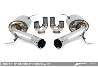 awe tuning 13-16 bmw f10 m5 touring edition axle-back exhaust chrome silver tips 3015-42062 - image