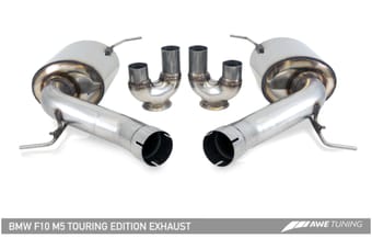 awe tuning 13-16 bmw f10 m5 touring edition axle-back exhaust diamond black tips 3015-43066 - image