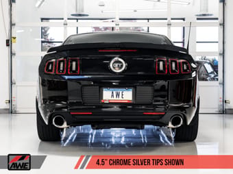 awe tuning 11-14 s197 mustang gt axle-back exhaust - track edition (chrome silver tips) 3020-32040 - image