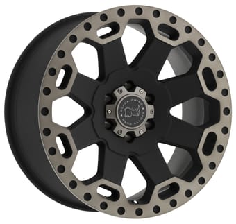 (clearance - no returns) 20x9 black rhino warlord matte black w/ machined dark tint lip 5x5/127 0mm - image