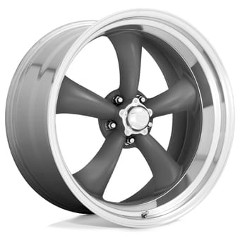 (clearance - no returns) 22x11 american racing vn215 classic torq thrust ii mag gray w/ machined lip 5x114.3/4.5 18mm - image