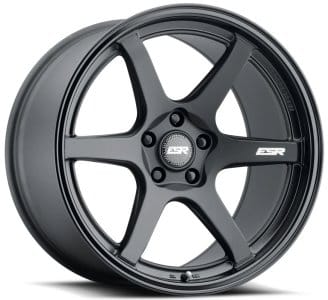 18x8.5 esr ap6 matte black w/ gloss black lip (flow form) 5x4.75/120.7 30mm (custom) - image