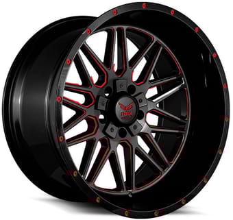 Force Off-Road F44 Gloss Black Red Milled