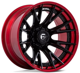 (clearance - no returns) 20x9 fuel off-road catalyst matte black w/ candy red lip (8-lug) fc402 8x170 1mm - image