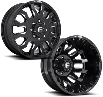 (full set - 6 wheels) 20 inch fuel off-road blitz gloss black milled dually d673 8x170 (fits up to 12.5" tires) - image