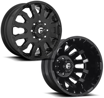 (full set - 6 wheels) 20 inch fuel off-road blitz gloss black dually d675 8x210 (fits up to 13.5" tires) - image