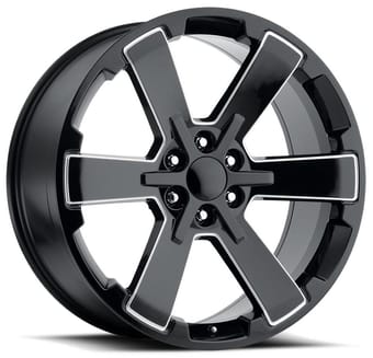 Factory Reproductions Replica GMC Dual Six Star FR45 Replica Wheel Gloss Black w/ Ball Milled