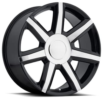 Factory Reproductions Replica Cadillac Escalade Luxury FR56 Replica Wheel Gloss Black w/ Chrome Inserts