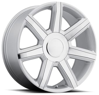 Factory Reproductions Replica Cadillac Escalade Luxury FR56 Replica Wheel Silver w/ Chrome Inserts