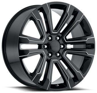 Factory Reproductions Replica Cadillac Escalade Truck FR72 Replica Wheel Gloss Black w/ Ball Milled