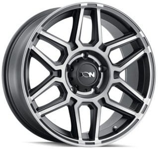 20x10 ion alloy 146 matte black w/ machined dart tint 6x135 -19mm - image