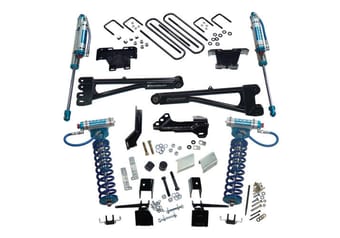 superlift 17-19 ford f-250 sd 4wd 4in king rad. arm lift kit w/king fr coils & rear reservoir shocks k165kg - image