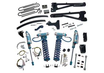 superlift 08-10 ford f-250/f-350 sd 4wd 8in lift kit w/repl radius arms & king coilovers rear shocks k985kg - image